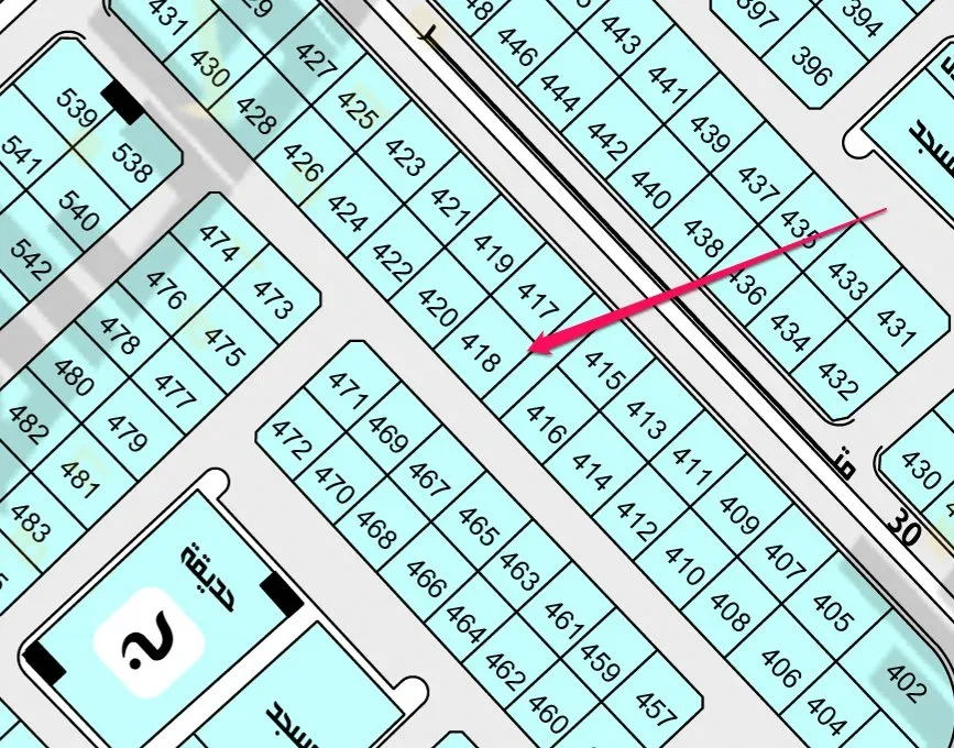 أرض سكنية للبيع في حي الثامن بضاحية هجر | 375 م² | رقم الأرض 418-2/ب