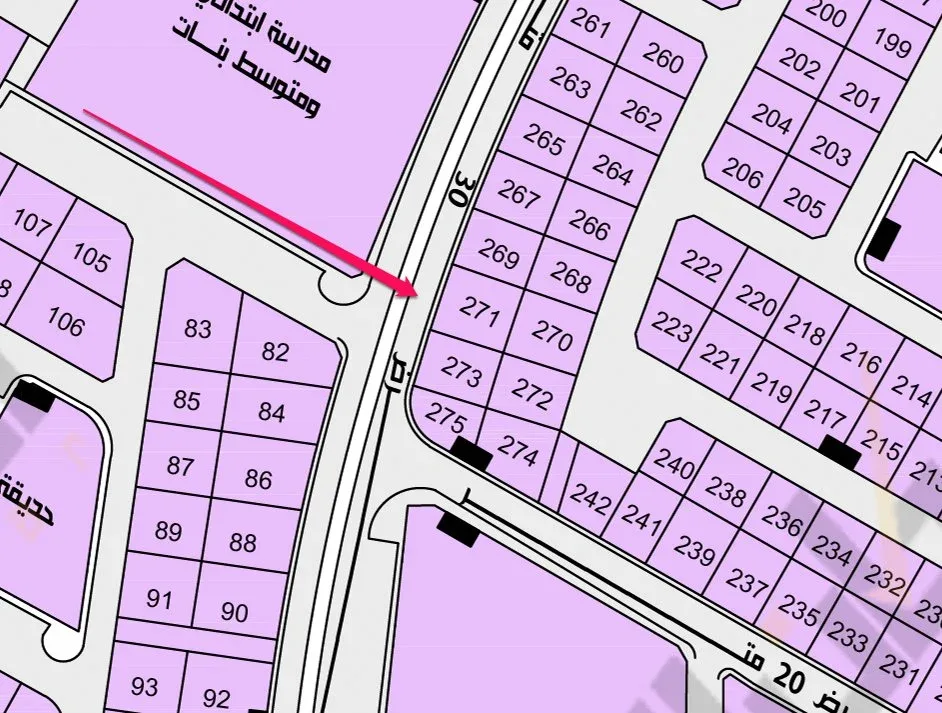 أرض سكنية للبيع في حي الخامس بضاحية هجر | 625 م² | رقم الأرض 271/أ