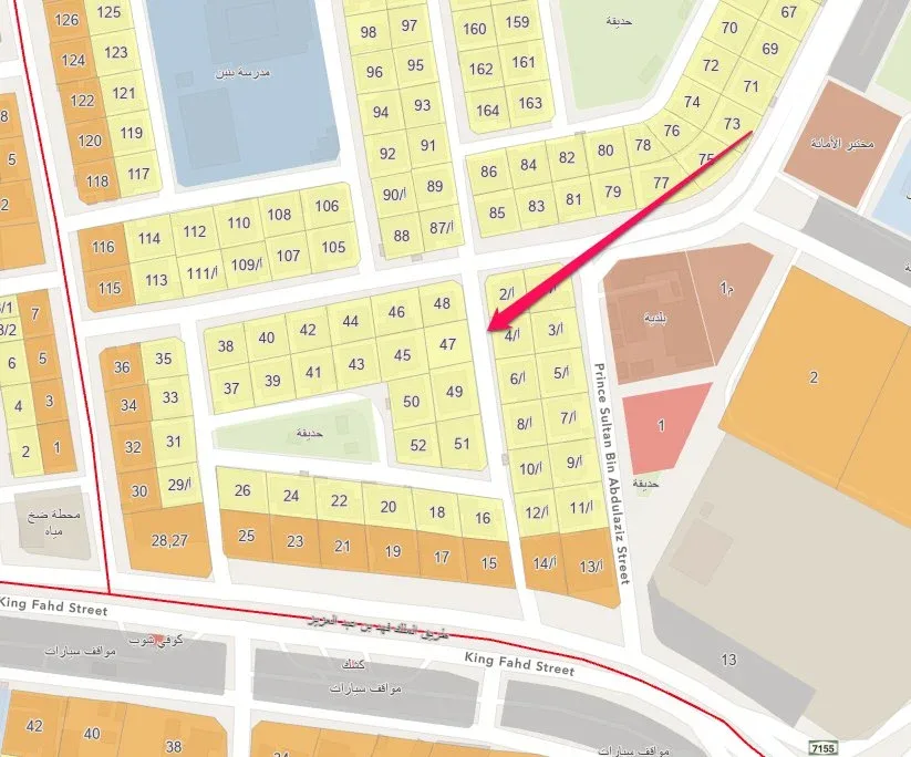 أرض سكنية للبيع في حي الاندلس | 442 م² | رقم الأرض 47