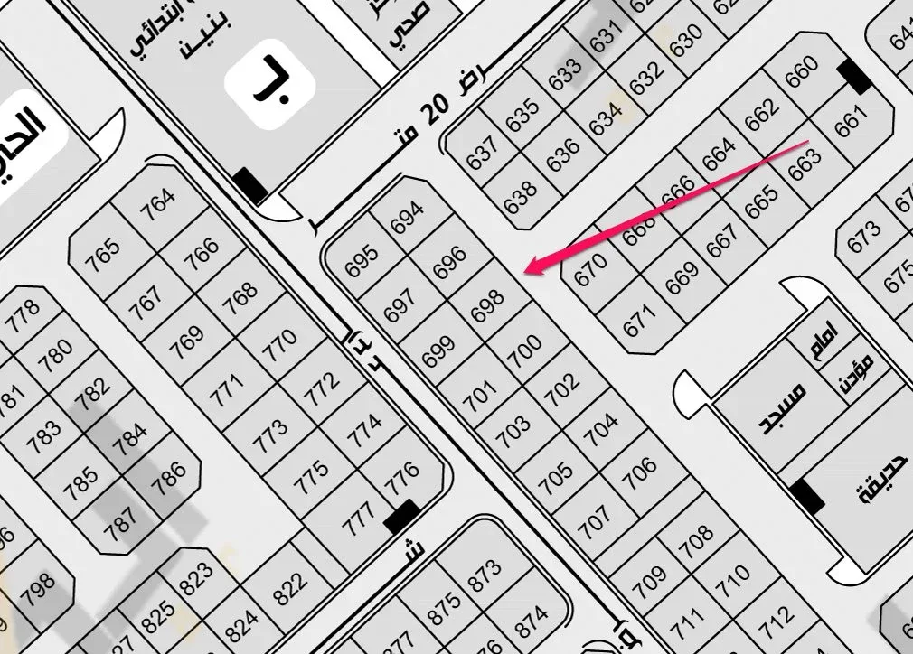 أرض سكنية للبيع في حي العاشر بضاحية هجر | 375 م² | رقم الأرض 698-2
