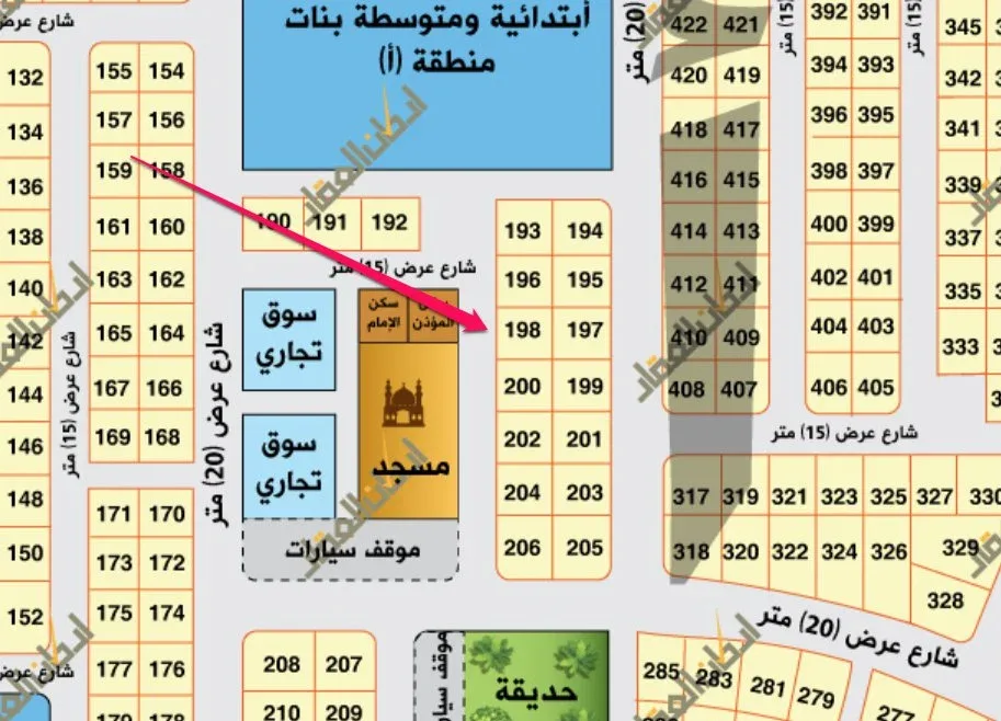 أرض سكنية للبيع في حي جواثا | 400 م² | رقم الأرض 198/أ