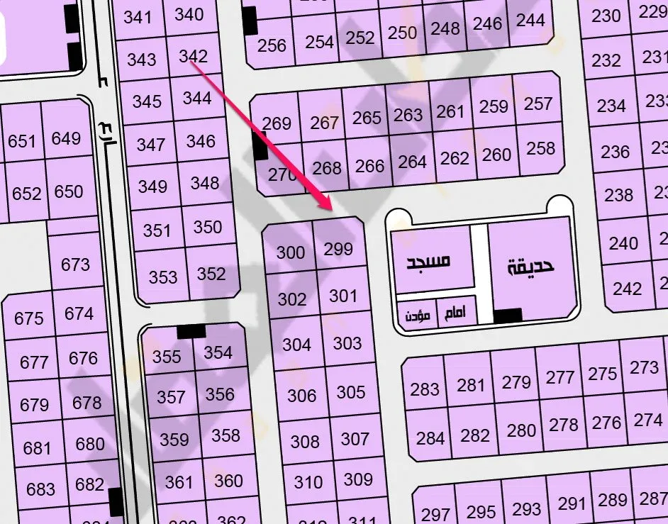 أرض سكنية للبيع في حي الخامس بضاحية هجر | 399 م² | رقم الأرض 299-1/د