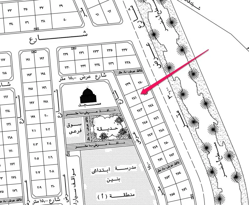 أرض سكنية للبيع في حي النخيل بالجشة (البريد) | 400 م² | رقم الأرض 241/أ