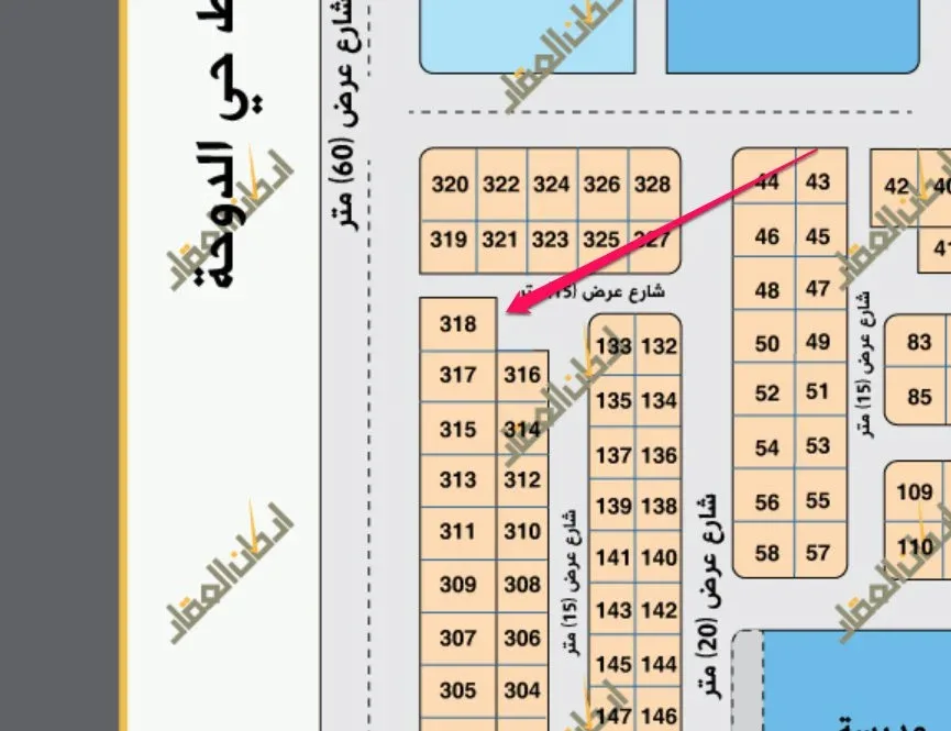 أرض تجارية للبيع في حي جواثا | 600 م² | رقم الأرض 318/د