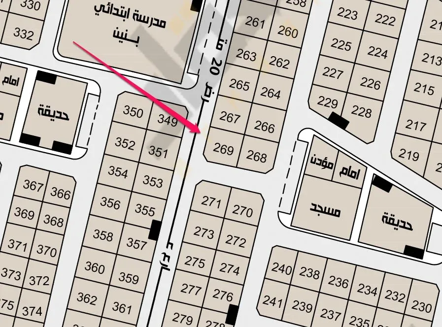 أرض سكنية للبيع في حي الثاني بضاحية هجر | 405 م² | رقم الأرض 269/أ