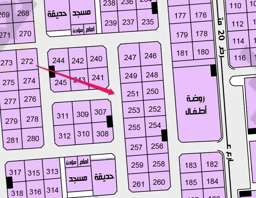 أرض سكنية للبيع في حي الخامس بضاحية هجر | 375 م² | رقم الأرض 251-1/ج