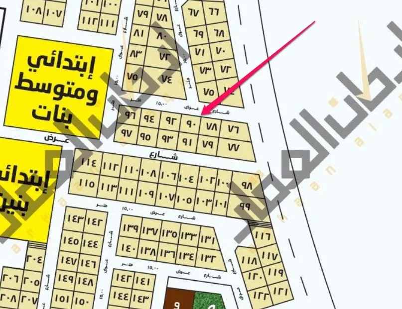 أرض سكنية للبيع في حي الجوهرة | 504 م² | رقم الأرض 90/س