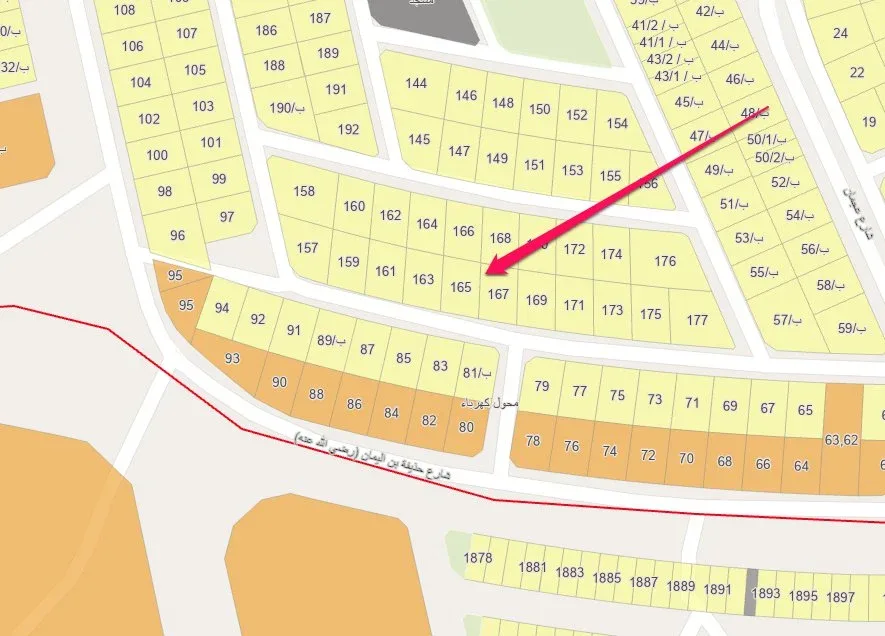 أرض سكنية للبيع في حي الرابية بالهفوف | 616 م² | رقم الأرض 165/ب