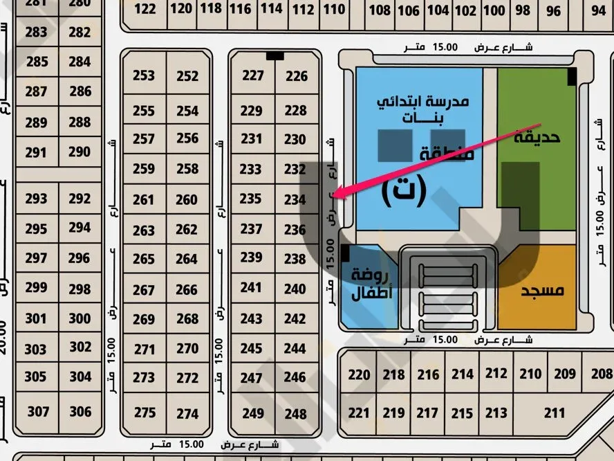 أرض سكنية للبيع في حي الورود الشرقي | 787 م² | رقم الأرض 234/ت