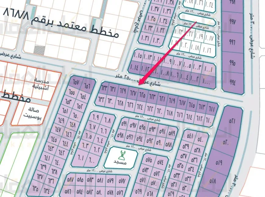 أرض تجارية للبيع في حي الراشدية | 500 م² | رقم الأرض 627/ب