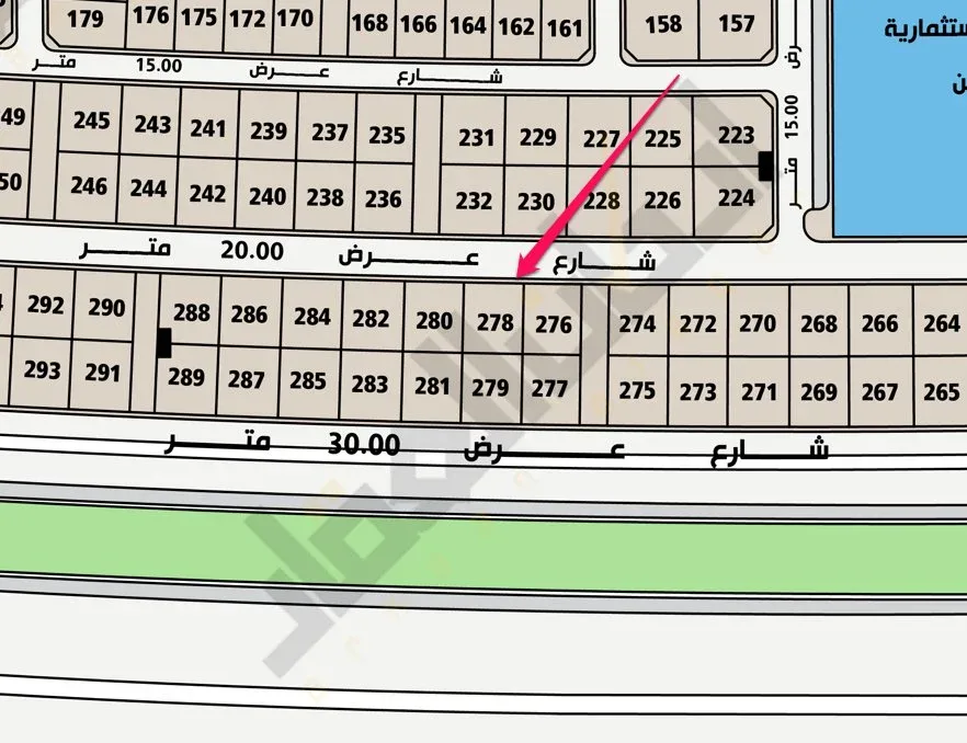 أرض سكنية للبيع في حي الورود الغربي | 752.4 م² | رقم الأرض 278/ف